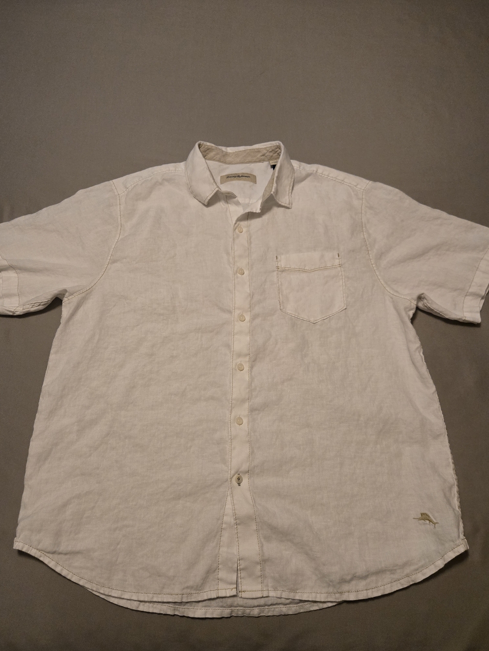 Tommy Bahama 100% Linen Short Sleeve Button Down Shirt White Size Large
